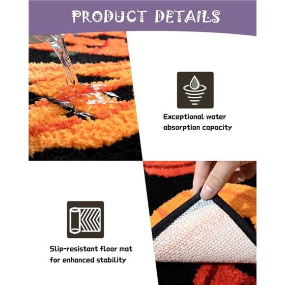 Fall Halloween Bathroom Rugs Pumpkins & Thanksgiving Home Decor 20x60 NWT - Picture 6 of 6